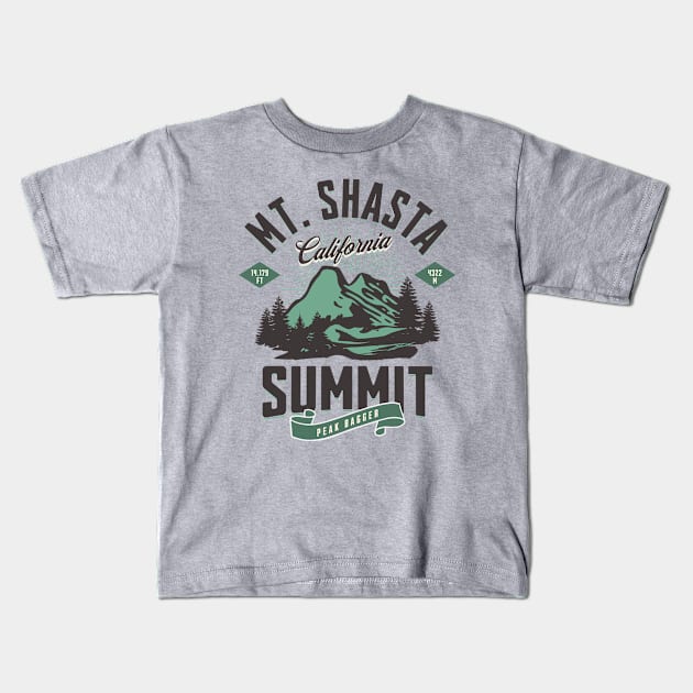 Mt Shasta California Summit Peak Bagger Kids T-Shirt by TGKelly